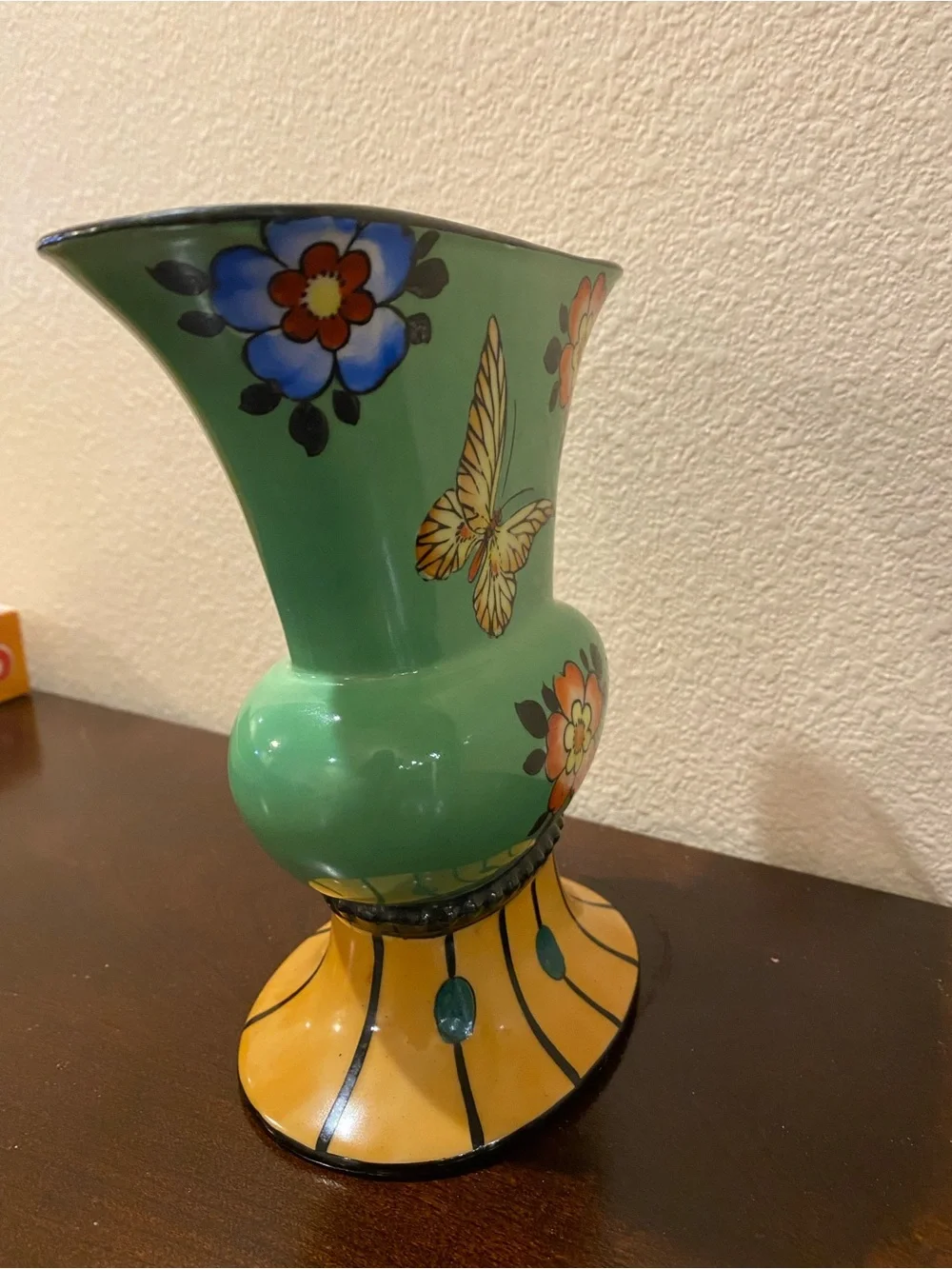 Vintage Sakuraware Japan Hand Painted Butterfly Flower Vase